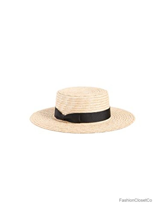 Straw Sun Hat with Grosgrain Trim, Structured Silhouette, UPF 50